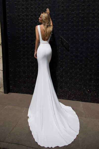 Elegant White Wedding Dress-danddclothing-Classic Elegant Gowns,Mermaid,Royal Wedding Dresses,White