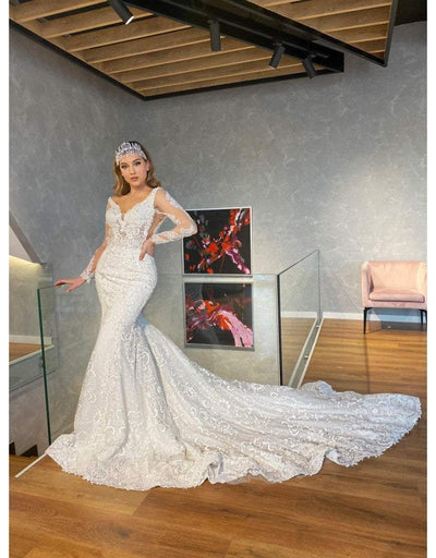 Mermaid Wedding Dress With Long Trail-Classic Elegant Gowns,Mermaid,Royal Wedding Dresses