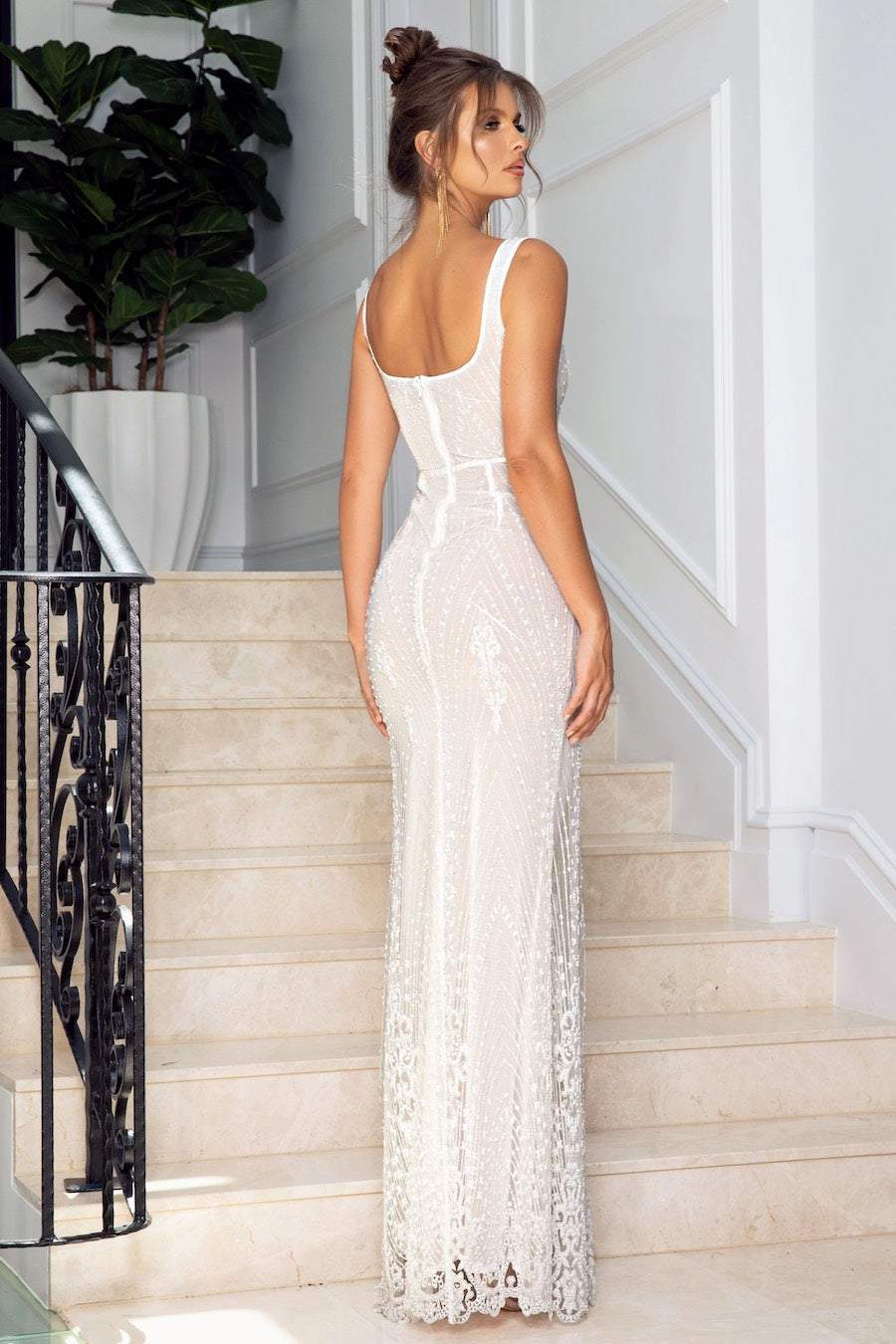 White Cotton Evening Dress | Evening Dresses Made to Measure / White / Satin White Cotton Evening Dress | Evening Dresses Made to Measure / White / Satin