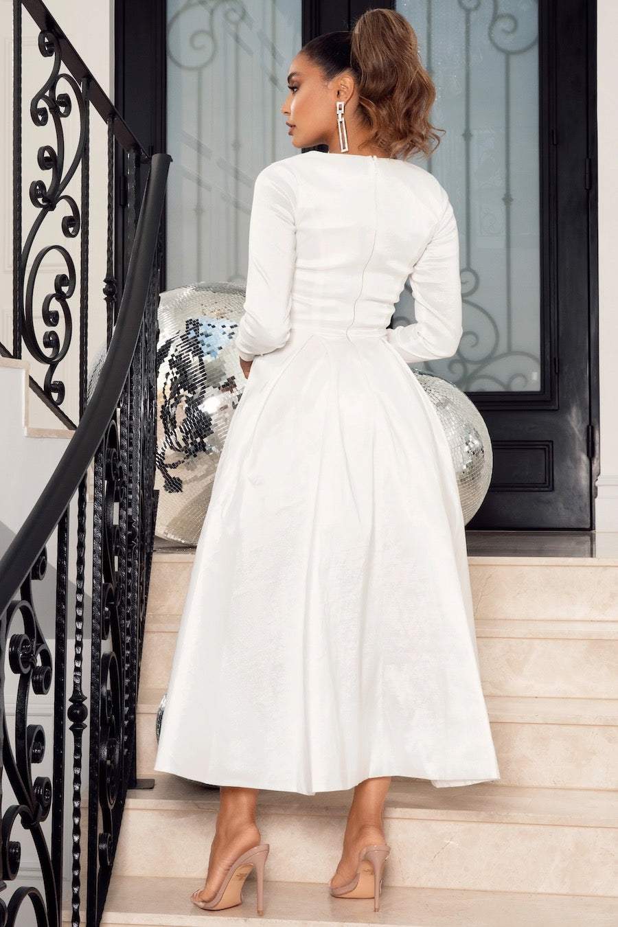 WHITEY WHITE EVENING DRESS-danddclothing-Classic Elegant Gowns,Evening Dresses,Long