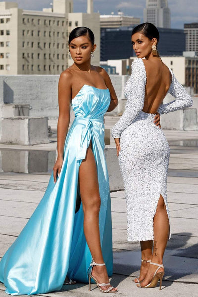 CLASS BLUE EVENING DRESS-danddclothing-Classic Elegant Gowns,Evening Dresses,Long
