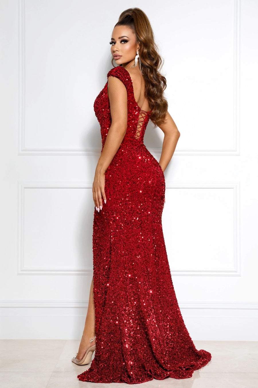 TERRIFIC RED EVENING DRESS-danddclothing-Classic Elegant Gowns,Evening Dresses,Long