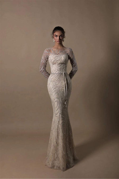 Menshov Silver Evening Dress-danddclothing-Classic Elegant Gowns,Evening Dresses,Long
