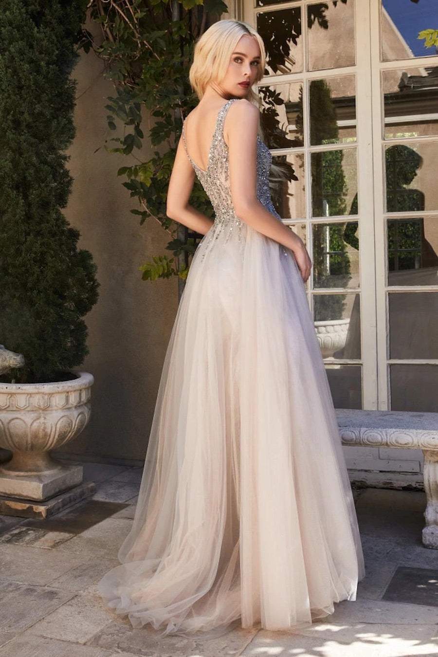 Monk Silver Evening Dress| Evening Dresses XL / Silver / Satin Monk Silver Evening Dress| Evening Dresses XL / Silver / Satin