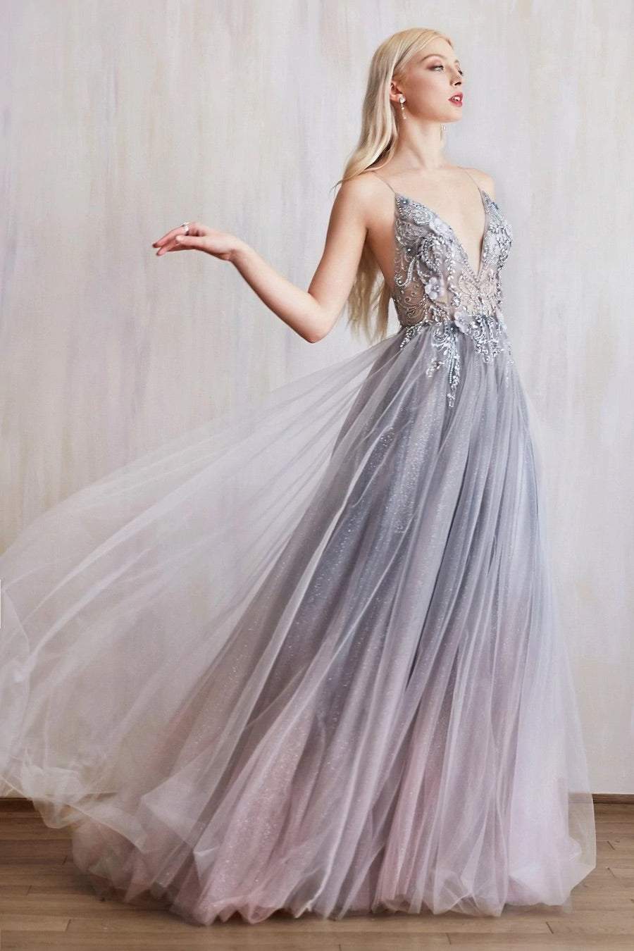 Cob Blue Evening Dress-danddclothing-Classic Elegant Gowns,Evening Dresses,Long
