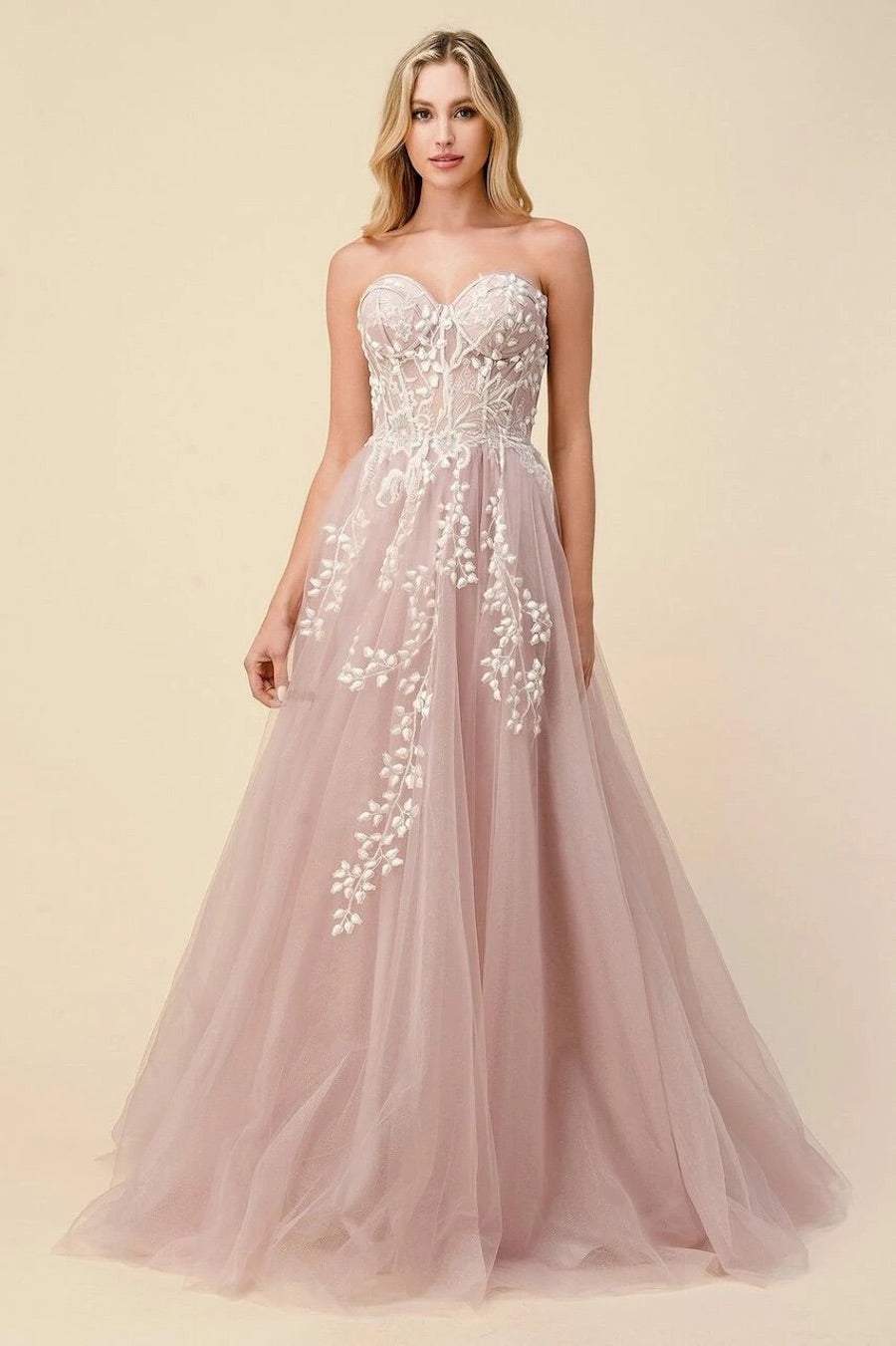 Dot Pink Evening Dress-danddclothing-Classic Elegant Gowns,Evening Dresses,Long