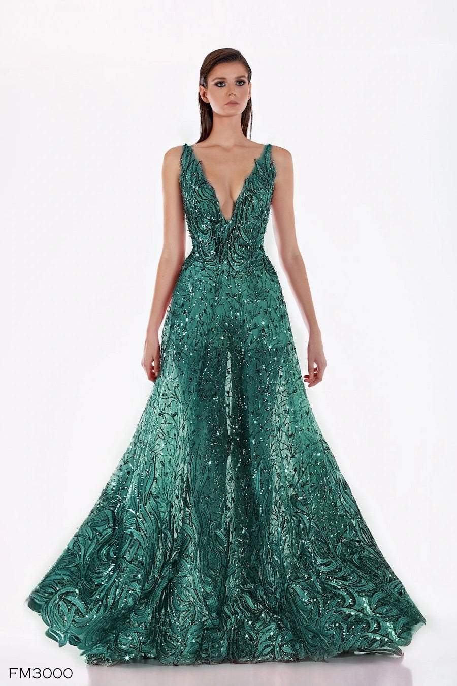 Del Green Evening Dress-danddclothing-Classic Elegant Gowns,Evening Dresses,Long