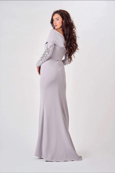 Pinkish Silver Evening Dress-danddclothing-Classic Elegant Gowns,Evening Dresses,Long