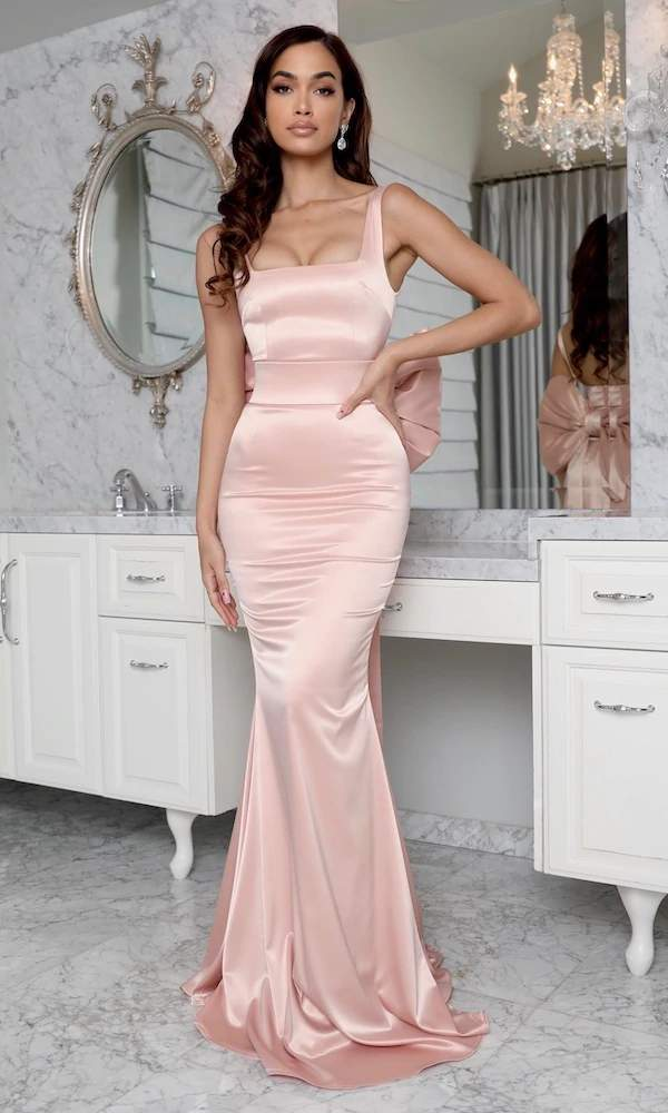 Fitted Pink Evening Dress| Evening Dresses XXL / Pink / Satin