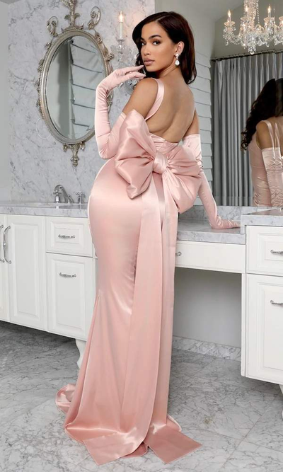 Fitted Pink Evening Dress-danddclothing-Classic Elegant Gowns,Evening Dresses,Long