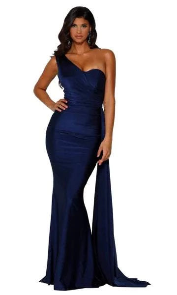 Slinky Blue Evening Dress-danddclothing-Classic Elegant Gowns,Evening Dresses,Long