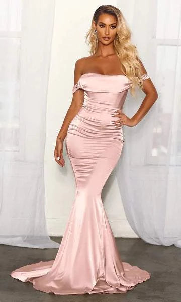 National Pink Evening Dress-danddclothing-Classic Elegant Gowns,Evening Dresses,Long