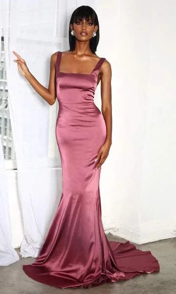 Drab Pink Evening Dress-danddclothing-Classic Elegant Gowns,Evening Dresses,Long