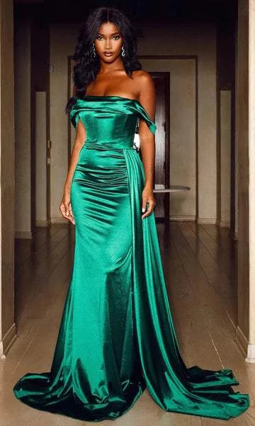 Funny Green Evening Dress| Evening Dresses XL / Green / Satin