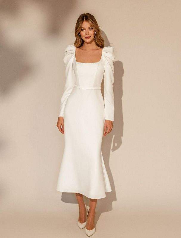 Bashful White Wedding Dress-danddclothing-A-line,Classic Elegant Gowns,Royal Wedding Dresses,White