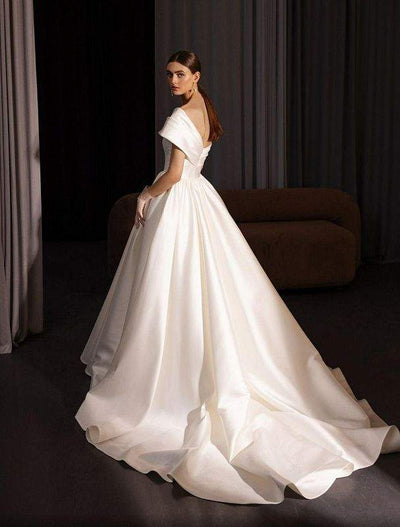 Guillemot White Wedding Dress-danddclothing-A-line,Classic Elegant Gowns,Royal Wedding Dresses,White