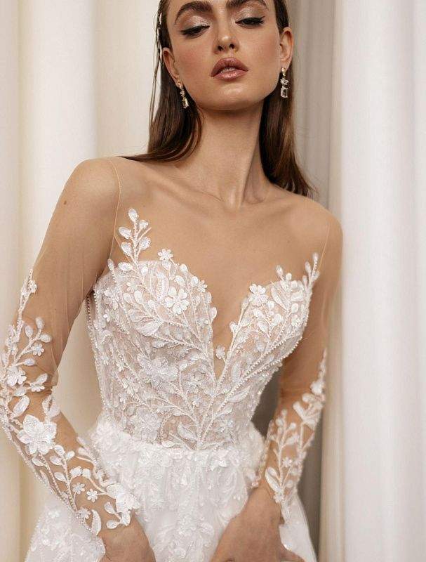 Pelican White Wedding Dress-danddclothing-A-line,Classic Elegant Gowns,Royal Wedding Dresses,White