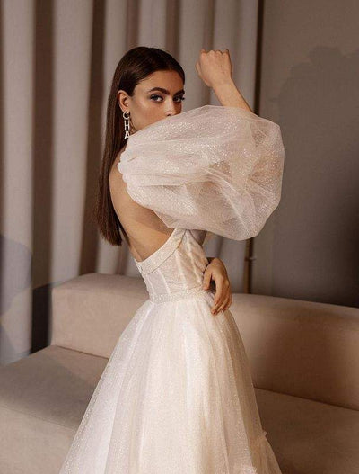 Engrave White Wedding Dress-danddclothing-Ball Gown,Classic Elegant Gowns,Royal Wedding Dresses,White