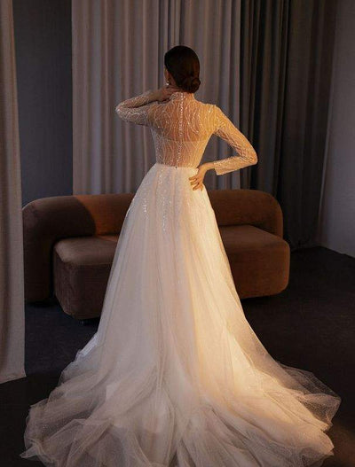 Snip White Wedding Dress-danddclothing-A-line,Classic Elegant Gowns,Royal Wedding Dresses,White