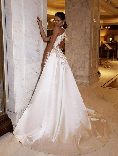 Silver Eye White Wedding Dress-danddclothing-A-line,Classic Elegant Gowns,Royal Wedding Dresses,White