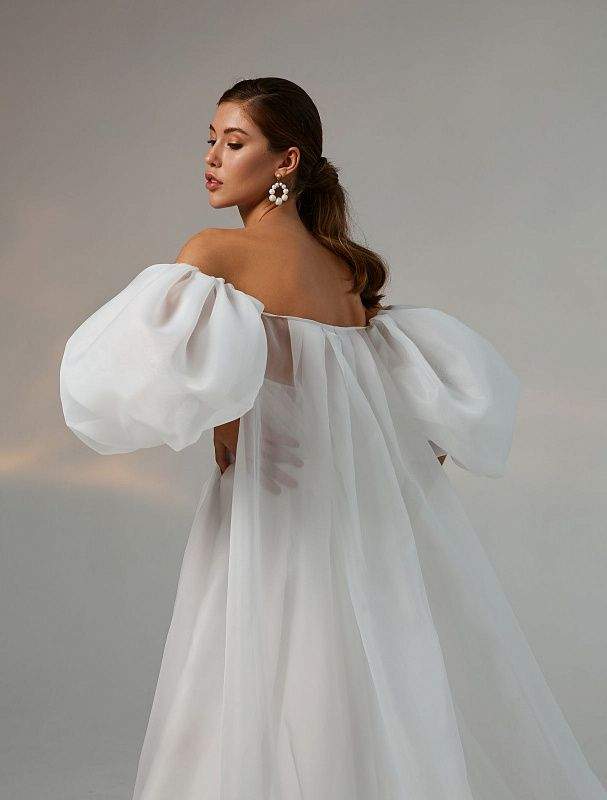 White Browed Wedding Dress-danddclothing-A-line,Classic Elegant Gowns,Royal Wedding Dresses,White