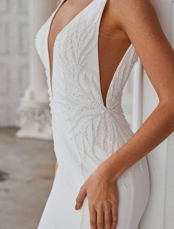 White Permanent Wedding Dress-danddclothing-Classic Elegant Gowns,Mermaid,Royal Wedding Dresses,White
