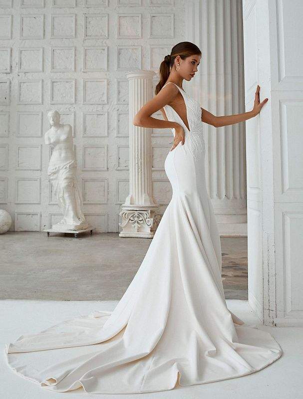 White Permanent Wedding Dress-danddclothing-Classic Elegant Gowns,Mermaid,Royal Wedding Dresses,White