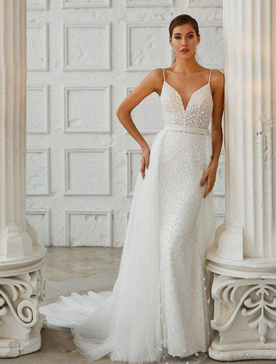 White Head Wedding Dress-danddclothing-Classic Elegant Gowns,Detachable,Royal Wedding Dresses,White