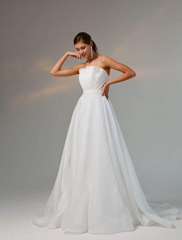 Emeline White Wedding Dress-danddclothing-A-line,Classic Elegant Gowns,Royal Wedding Dresses,White