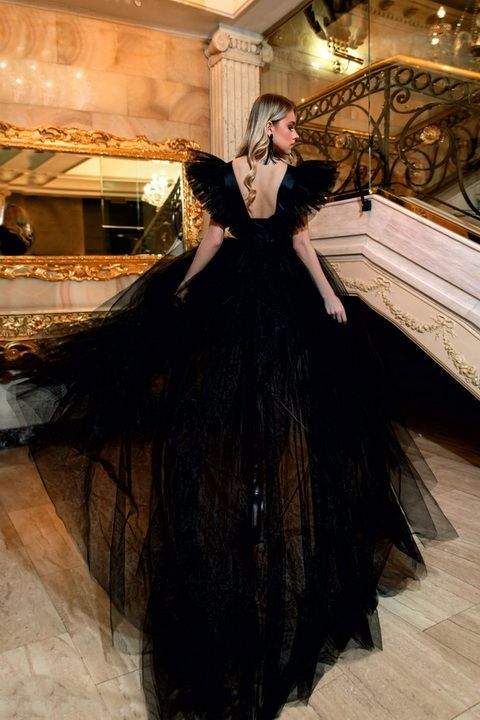 Rime Black Evening Dress-danddclothing-Classic Elegant Gowns,Evening Dresses,Long