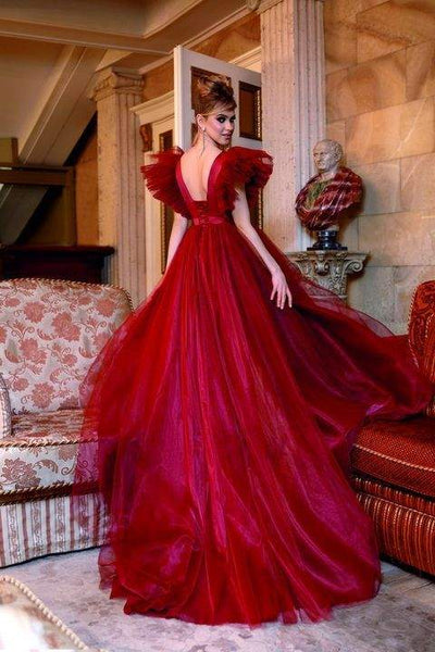 Mozz Red Evening Dress-danddclothing-Classic Elegant Gowns,Evening Dresses,Long