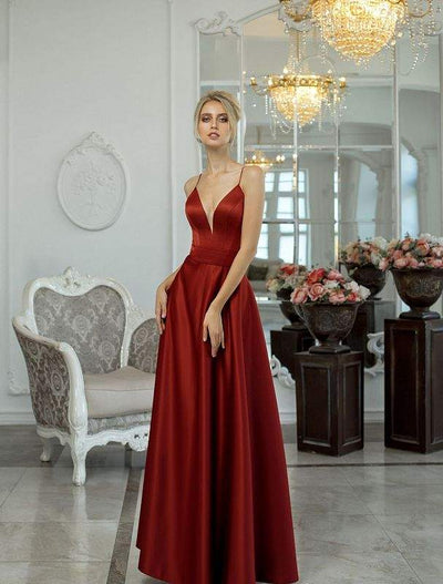 Moon Stone Red Evening Dress-danddclothing-Classic Elegant Gowns,Evening Dresses,Long