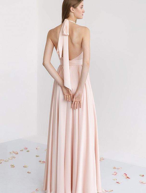 Attired Baby Pink Evening Dress| Latest Evening Dresses L / Pink / Satin