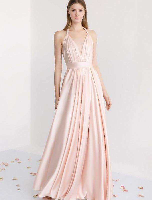 Attired Baby Pink Evening Dress-danddclothing-Classic Elegant Gowns,Evening Dresses,Long