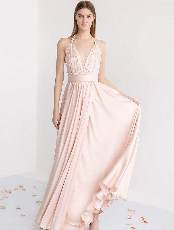 pale pink evening dress Strapless Corset Beaded Light Pink Long Prom Dress Rose Pink / 2 main image 0