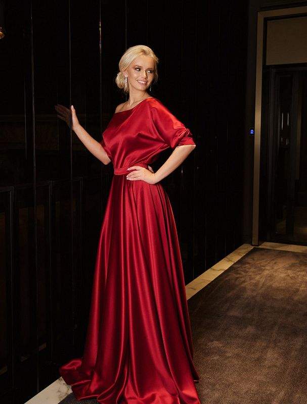 Bleach Red Evening Dress-danddclothing-Classic Elegant Gowns,Evening Dresses,Long