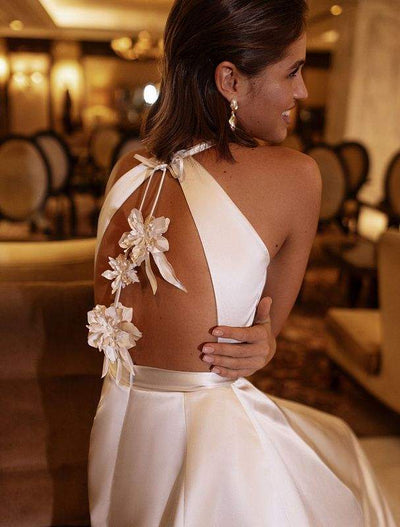 Tattletale White Wedding Dress-danddclothing-A-line,Classic Elegant Gowns,Royal Wedding Dresses,White