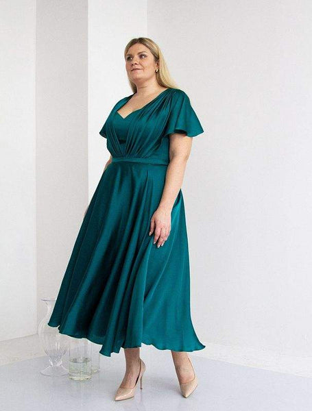 Faced Green Evening Dress| Latest Evening Dresses S / Green / Satin Faced Green Evening Dress| Latest Evening Dresses S / Green / Satin