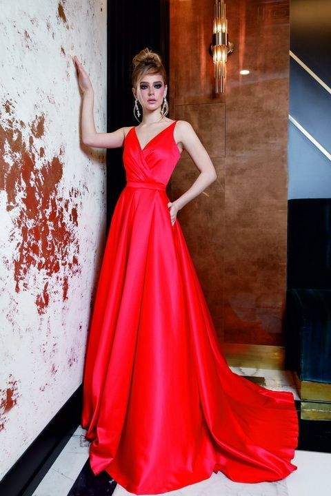 Lieb Red Evening Dress-danddclothing-Classic Elegant Gowns,Evening Dresses,Long