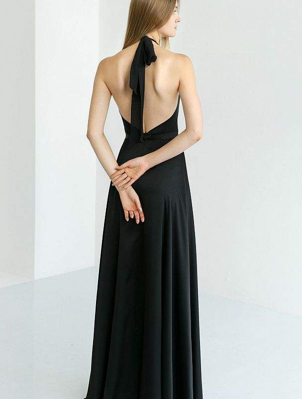 Irish Black Evening Dress| Latest Evening Dresses S / Black / Satin