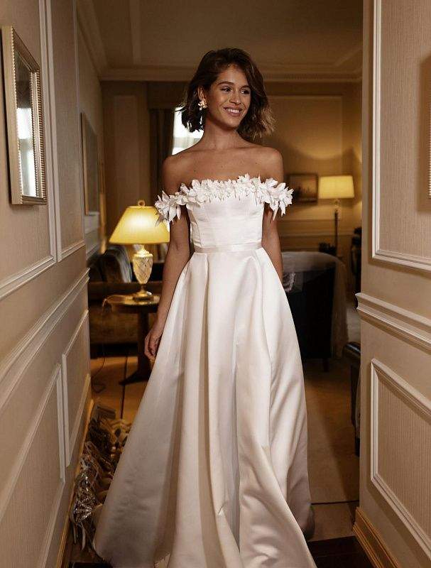 Square White Wedding Dress-danddclothing-A-line,Classic Elegant Gowns,Royal Wedding Dresses,White