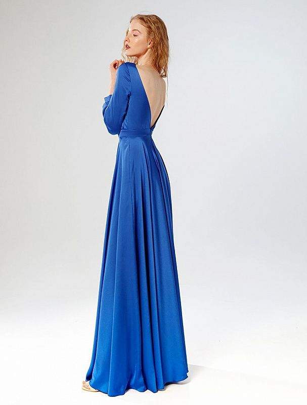 Stand Blue Evening Dress-danddclothing-Classic Elegant Gowns,Evening Dresses,Long