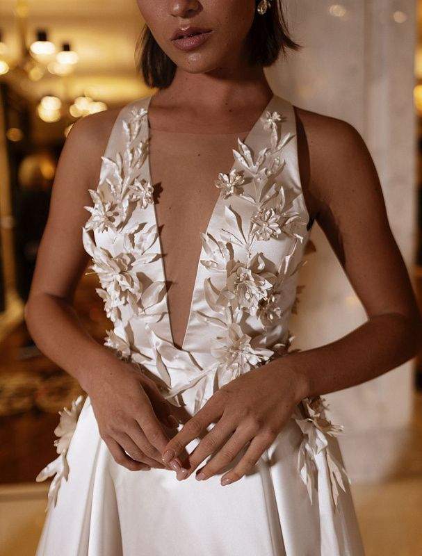 Silver Eye White Wedding Dress-danddclothing-A-line,Classic Elegant Gowns,Royal Wedding Dresses,White