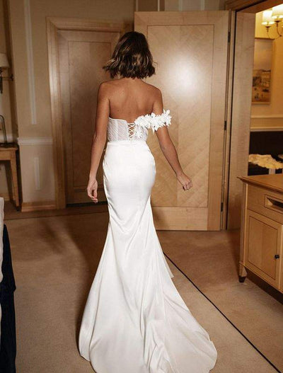 Kermes White Wedding Dress-danddclothing-Classic Elegant Gowns,Mermaid,Royal Wedding Dresses,White