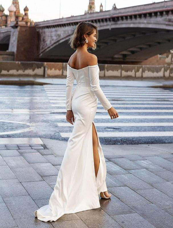 Bass White Wedding Dress-danddclothing-A-line,Classic Elegant Gowns,Royal Wedding Dresses,White