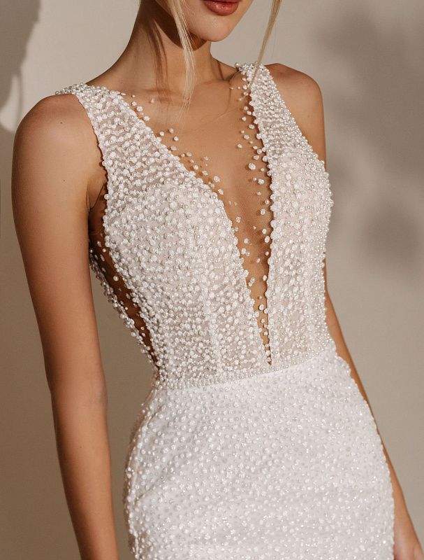 Seneca White Wedding Dress-danddclothing-Classic Elegant Gowns,Mermaid,Royal Wedding Dresses,White