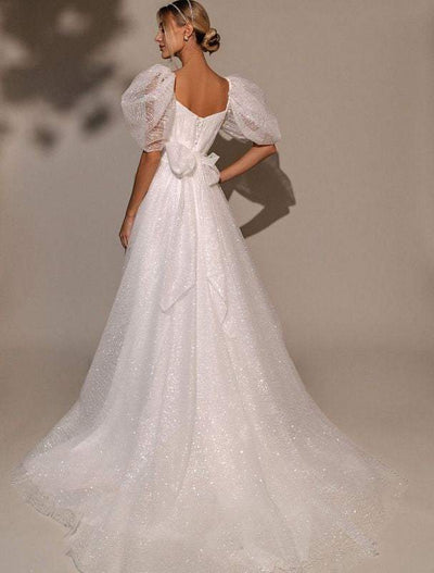 Divinity White Wedding Dress-danddclothing-A-line,Classic Elegant Gowns,Royal Wedding Dresses,White