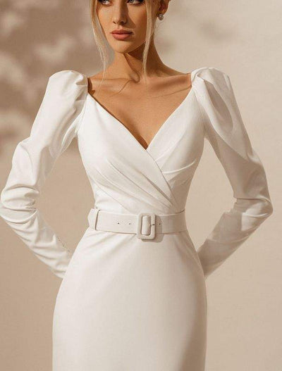 Sauce White Wedding Dress-danddclothing-Classic Elegant Gowns,Mermaid,Royal Wedding Dresses,White