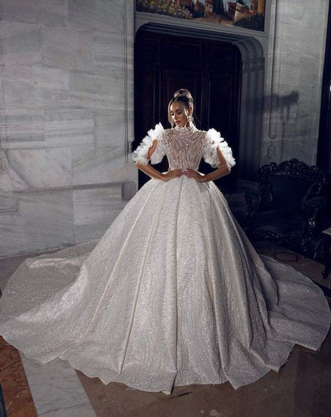 Elegant Sparkly White Wedding Dress| Wedding Gowns XL / White / Lace Elegant Sparkly White Wedding Dress| Wedding Gowns XL / White / Lace