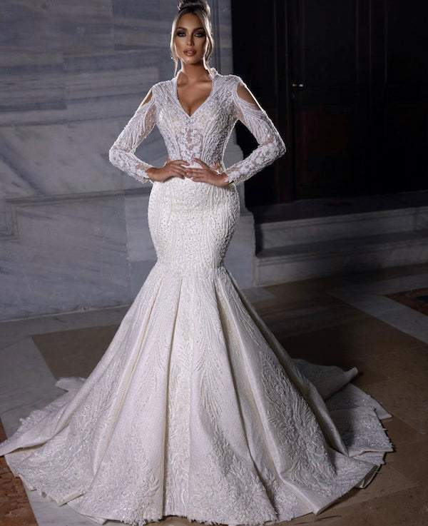 Venation White Wedding Dress-danddclothing-Classic Elegant Gowns,Royal Wedding Dresses,White